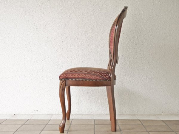 ヨーロピアンクラシカル デザイン European Classical design 木製 ダイニングチェア 猫脚 ファブリック イタリア ロココ調 A ◇