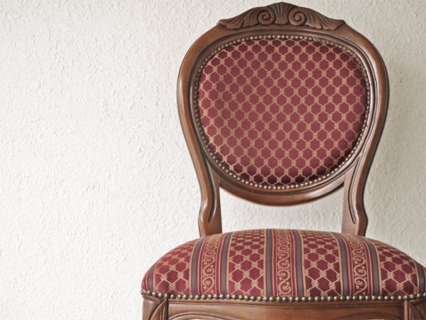 ヨーロピアンクラシカル デザイン European Classical design 木製 ダイニングチェア 猫脚 ファブリック イタリア ロココ調 A ◇