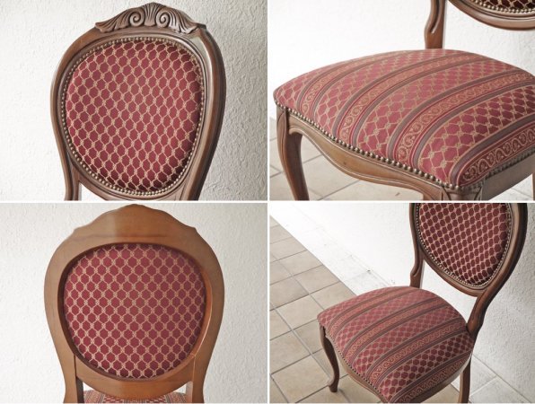 ヨーロピアンクラシカル デザイン European Classical design 木製 ダイニングチェア 猫脚 ファブリック イタリア ロココ調 A ◇