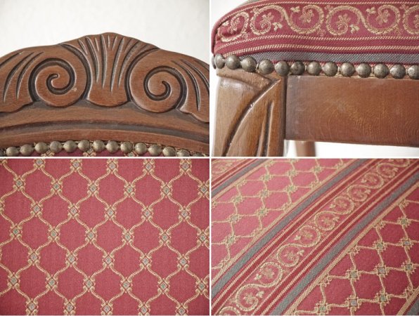 ヨーロピアンクラシカル デザイン European Classical design 木製 ダイニングチェア 猫脚 ファブリック イタリア ロココ調 A ◇