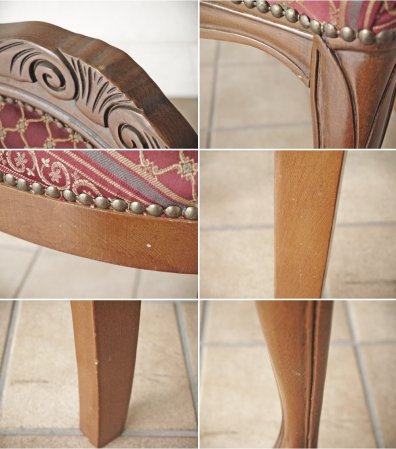 ヨーロピアンクラシカル デザイン European Classical design 木製 ダイニングチェア 猫脚 ファブリック イタリア ロココ調 A ◇