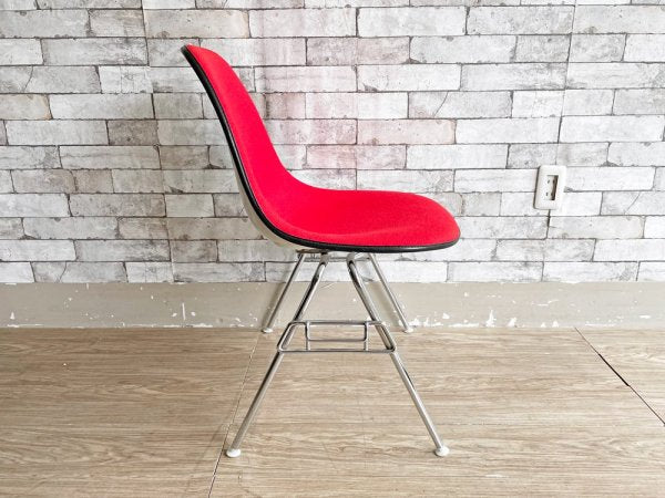 ハーマンミラー Herman Miller ビンテージ サイドシェルチェア スタッキングベース DSS ナローマウント ジラルド生地 Hopsak レッド M.F.S製 イームズ ●