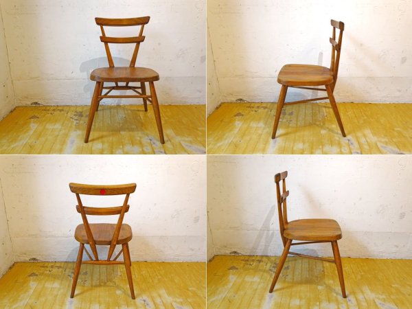 アーコール ERCOL ビンテージ ダブルバックチェア レッドドット 赤 キッズチェア エルム材 スタッキング UK Vintage ★