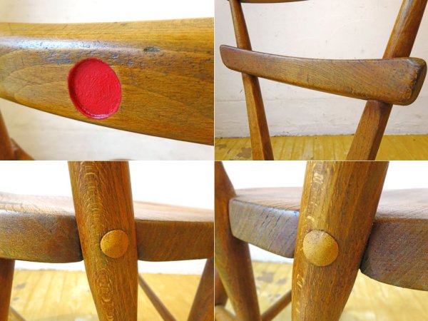 アーコール ERCOL ビンテージ ダブルバックチェア レッドドット 赤 キッズチェア エルム材 スタッキング UK Vintage ★