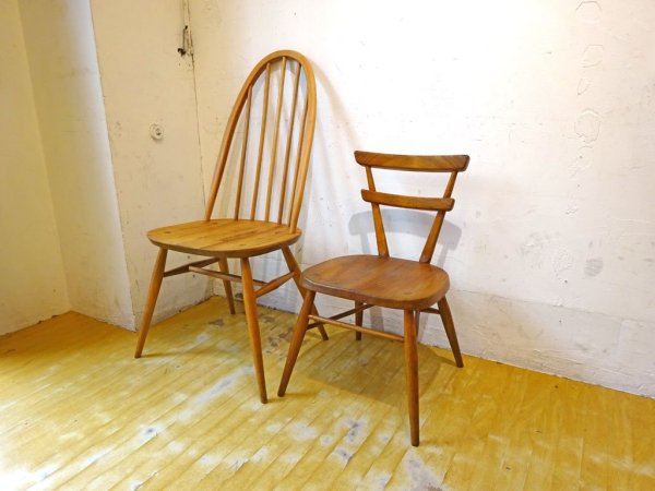 アーコール ERCOL ビンテージ ダブルバックチェア レッドドット 赤 キッズチェア エルム材 スタッキング UK Vintage ★