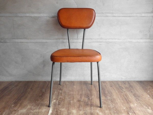 ライフファニチャー LIFE FURNITURE アン レザーチェア AN LEATHER CHAIR 本革 アイアン 定価22,880円 ♪