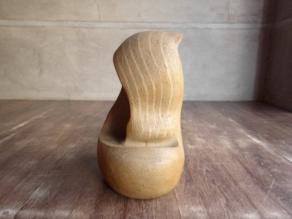Nobuo Watanabe 陶製 オブジェ インテリア H35cm 彫刻 ceramic art 作家物 ♪