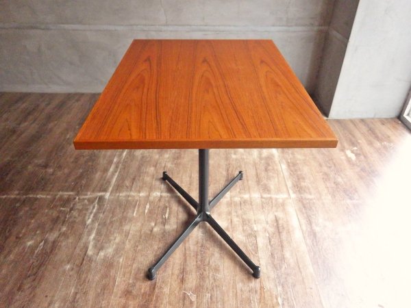 グリニッチ オリジナル ファニチャー greeniche カフェテーブル Cafe Table 800×600 チーク材 オールブラック Xレッグ 定価42,900円 ♪