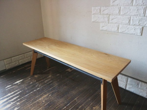 ヒロファニチャー hiro furniture bench003 ベンチ Mサイズ オーク材 アイアン 定価67.100円 ◎