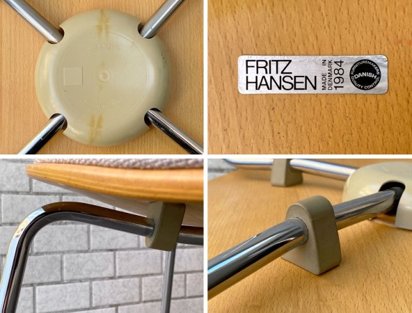 フリッツハンセン Fritz Hansen ビンテージ セブンチェア ビーチ フロントパティング ライトグレー アルネ・ヤコブセン スタッキングチェア 北欧家具 デンマーク B ■