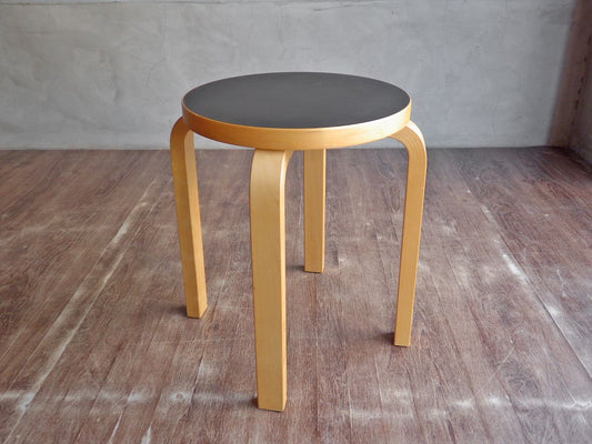 アルテック Artek Stool60 スツール バーチ材 リノリウム ブラック アルヴァ・アアルト Alvar Aalto 北欧家具 B ♪