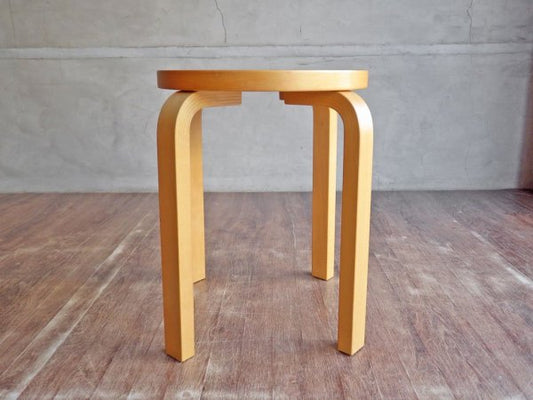 アルテック Artek Stool60 スツール バーチ材 リノリウム ブラック アルヴァ・アアルト Alvar Aalto 北欧家具 B ♪