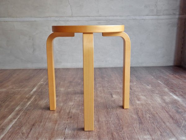 アルテック Artek Stool60 スツール バーチ材 リノリウム ブラック アルヴァ・アアルト Alvar Aalto 北欧家具 B ♪