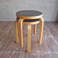 アルテック Artek Stool60 スツール バーチ材 リノリウム ブラック アルヴァ・アアルト Alvar Aalto 北欧家具 B ♪