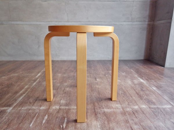 アルテック Artek Stool60 スツール バーチ材 リノリウム ブラック アルヴァ・アアルト Alvar Aalto 北欧家具 A ♪