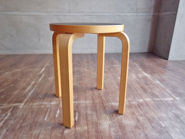 アルテック Artek Stool60 スツール バーチ材 リノリウム ブラック アルヴァ・アアルト Alvar Aalto 北欧家具 A ♪