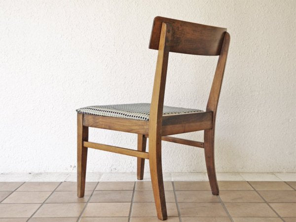 B.P.John Furniture USビンテージ 木製 ダイニングチェア ドットパターン ファブリック 米軍家具 ミッドセンチュリー ◇