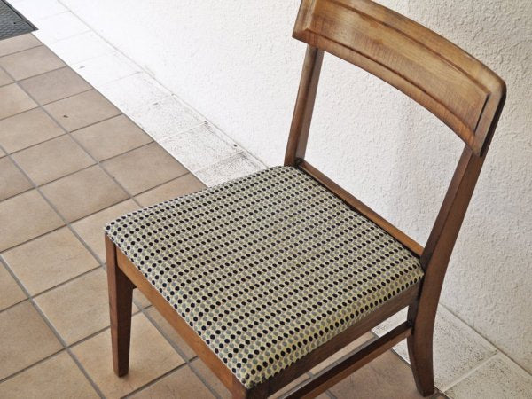B.P.John Furniture USビンテージ 木製 ダイニングチェア ドットパターン ファブリック 米軍家具 ミッドセンチュリー ◇
