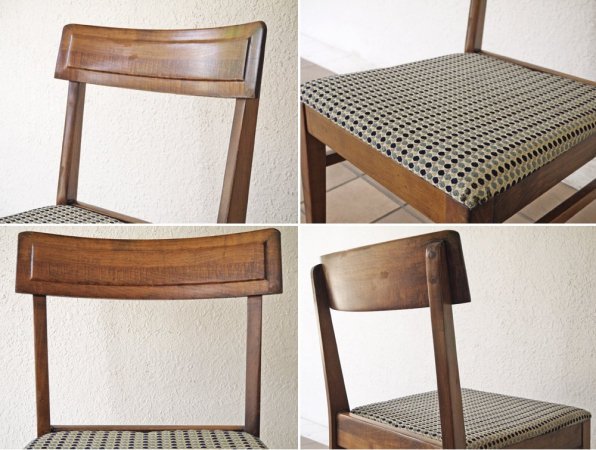 B.P.John Furniture USビンテージ 木製 ダイニングチェア ドットパターン ファブリック 米軍家具 ミッドセンチュリー ◇