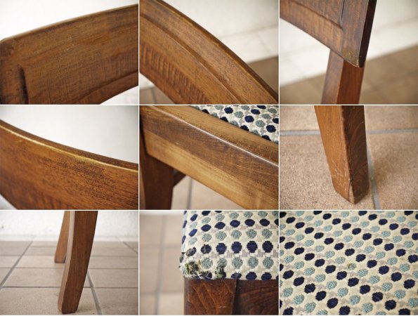 B.P.John Furniture USビンテージ 木製 ダイニングチェア ドットパターン ファブリック 米軍家具 ミッドセンチュリー ◇