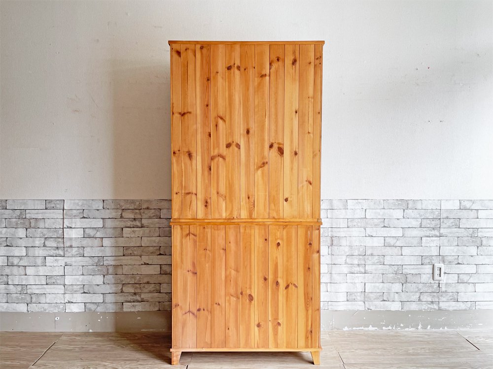 カントリースタイル Country Style パイン&アルダー材 カップボード キャビネット 食器棚 H190cm ●