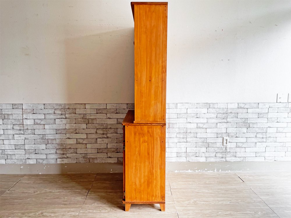 カントリースタイル Country Style パイン&アルダー材 カップボード キャビネット 食器棚 H190cm ●