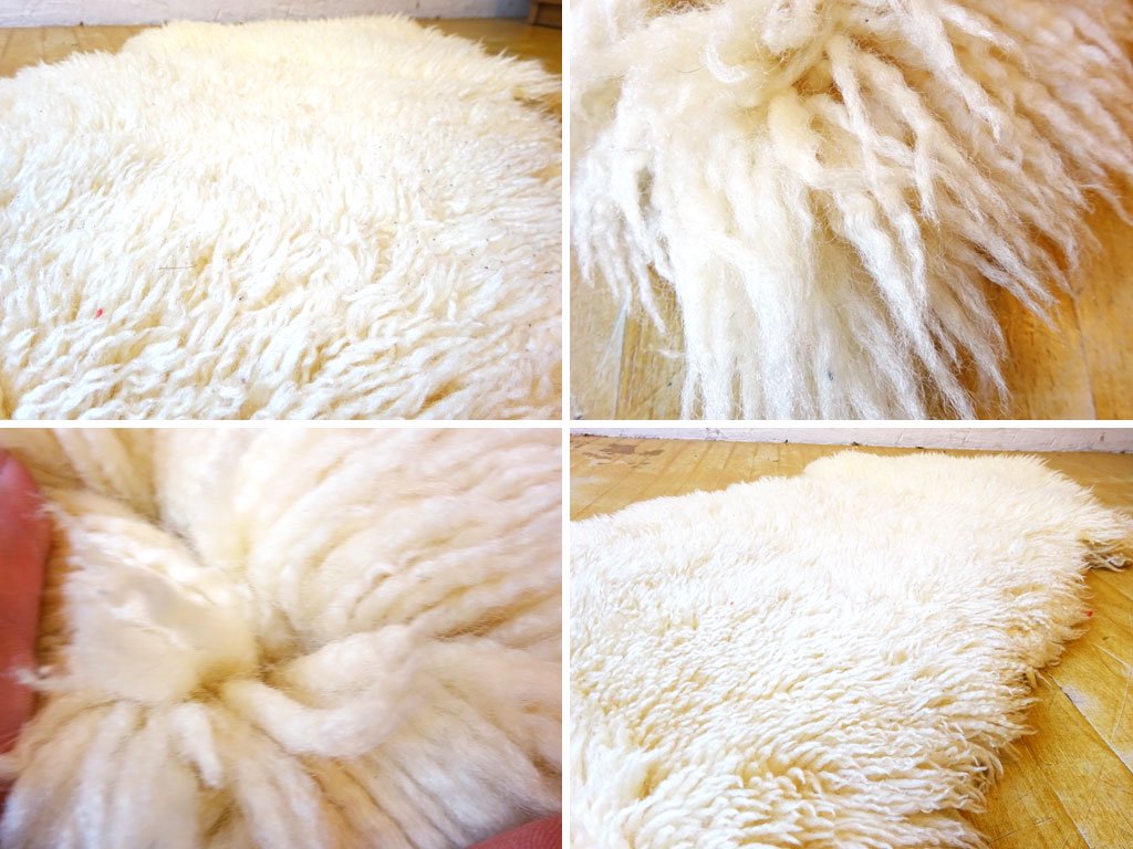 天然ムートン ピースラグ 1匹  長毛 シープスキン SHEEPSKIN 羊毛 アイボリー ★