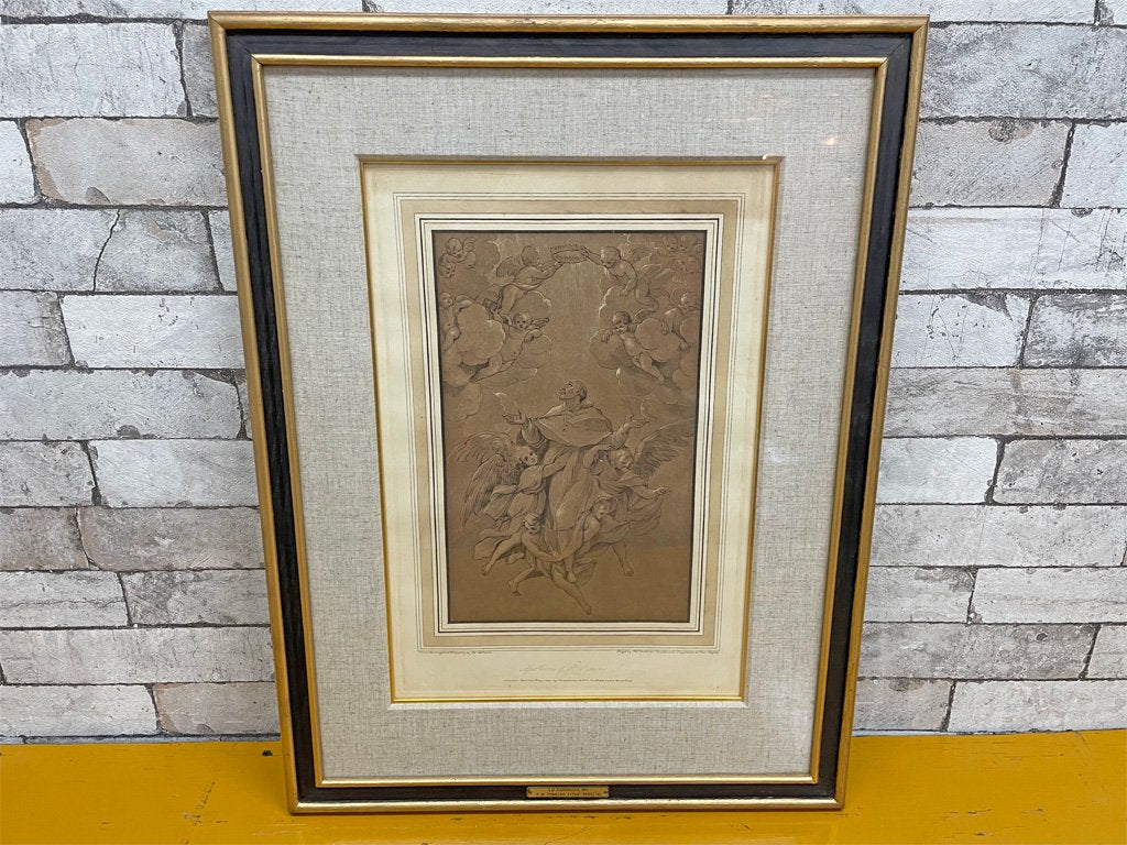 ペルトロ・ウイリアム・トムキンス ルドヴィコ・カラッチ 銅版画 聖フランシスの聖列加入 額装品 ●