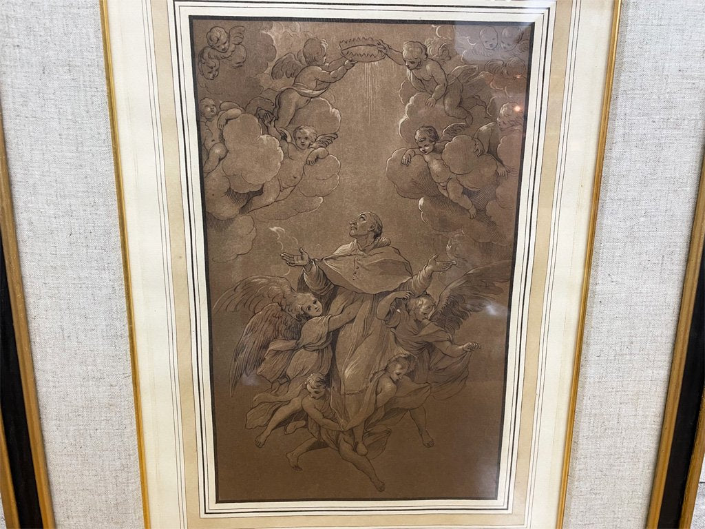 ペルトロ・ウイリアム・トムキンス ルドヴィコ・カラッチ 銅版画 聖フランシスの聖列加入 額装品 ●