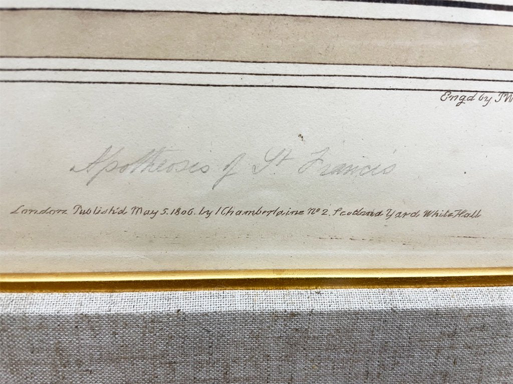 ペルトロ・ウイリアム・トムキンス ルドヴィコ・カラッチ 銅版画 聖フランシスの聖列加入 額装品 ●