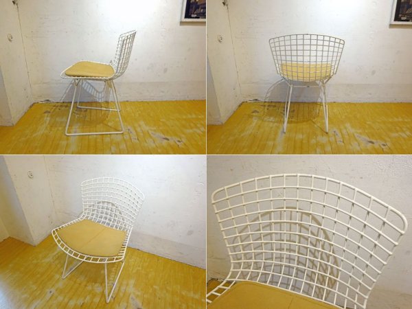 ノル Knoll 420 サイドチェア 420 Side chair ワイヤーチェア シートパッド付 ハリー・ベルトイア ホワイト ノール ★