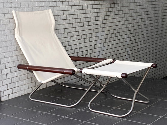 ニーチェア エックス Ny chair X フォールディングチェア ラウンジチェア ホワイト オットマン付き 新居猛 MoMA ■