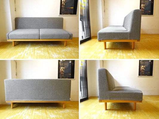 フランネル ソファ FLANNEL SOFA ハーバン HARBAN 2.5人掛け アームレス ソファ グレー ホワイト ブナ材 替えカバー付き ★