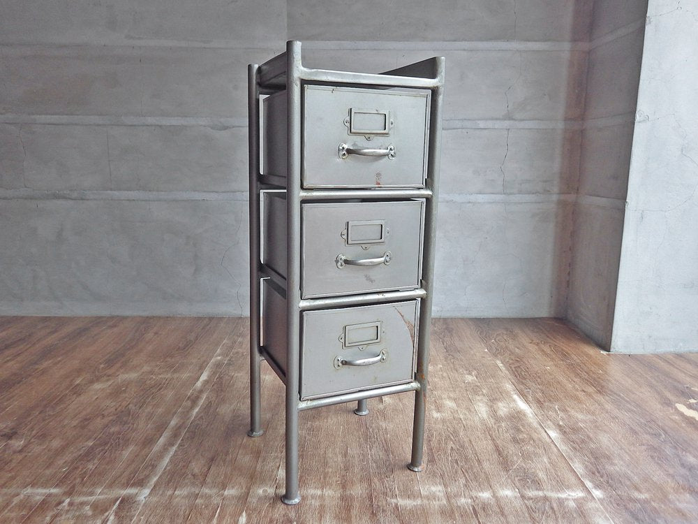 ジャーナルスタンダードファニチャー j.s.F ギデル GUIDEL 3ドロワーズチェスト 3 DRAWERS CHEST シルバー ネームホルダー付き インダストリアル ♪