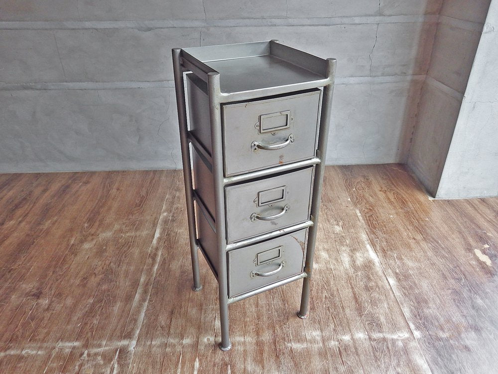 ジャーナルスタンダードファニチャー j.s.F ギデル GUIDEL 3ドロワーズチェスト 3 DRAWERS CHEST シルバー ネームホルダー付き インダストリアル ♪