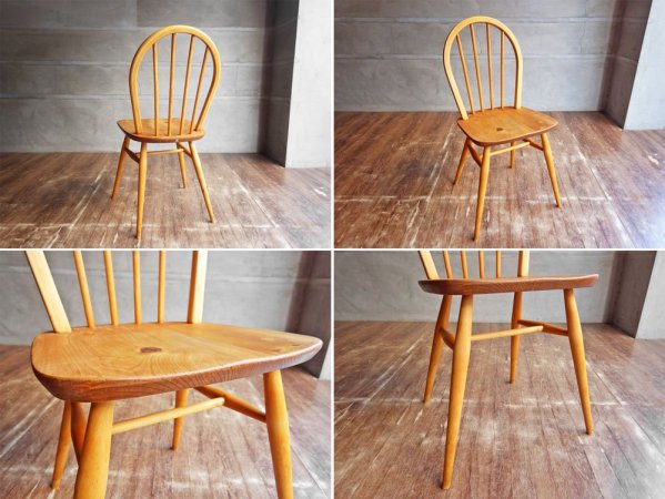 アーコール Ercol フープバックチェア スポークバックチェア ダイニングチェア エルム材 UKビンテージ 英国家具 ♪