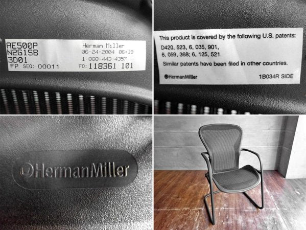 ハーマンミラー Herman Miller アーロン サイドチェア Aeron Side Chair クラシック カーボン ゲストチェア カンチレバー廃盤 定価：\100,440- ♪