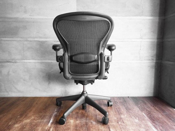 ハーマンミラー Herman Miller アーロンチェア Bサイズ ランバーサポート グラファイトベース デスクチェア フル装備 バナナクッション新品 ♪