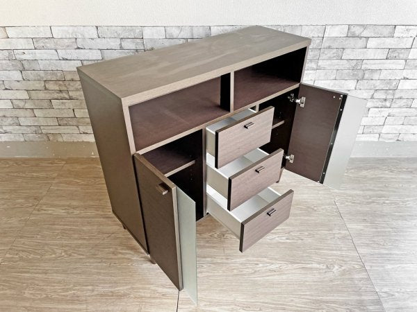 フナモコ moco キャビネット リビングボード レベッカオーク ダークブラウン W105cm 収納 モダンデザイン ●
