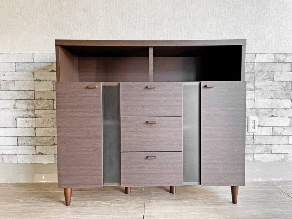 フナモコ moco キャビネット リビングボード レベッカオーク ダークブラウン W105cm 収納 モダンデザイン ●