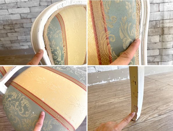 アッティカ ATTICA クラシカルデザイン ダイニングチェア ホワイトペイント 2脚セット イタリア 現状品 ●