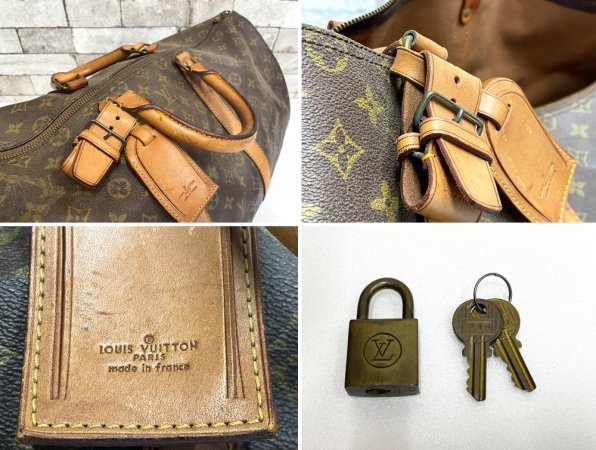 ルイヴィトン LOUIS VUITTON キーポル55 Keepall 旧タイプ モノグラム ボストンバッグ ブラウン 鍵付き 現状品 made in France ●