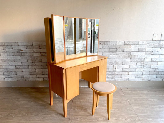 いまだ Craft Furniture IMADA 910ドレッサー3面 プレリー ドレッサー & スツール セット 鏡台 メープル材 ナチュラルデザイン ●