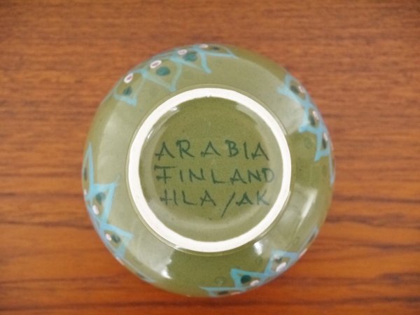 アラビア ARABIA HLA フラワーベース グリーン×ブルー 1960-70’s ビンテージ ヒルッカ・リーサ・アホラ Hilkka-Lisa Ahola 北欧食器 ◇