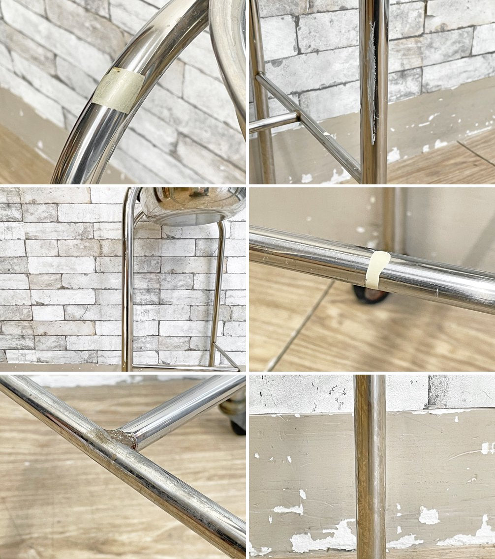 ビンテージ Vintage ステンレスボウル付 洗面器スタンド 手洗い台 ウォッシュスタンド Φ32cm キャスター付 インダストリアル ●