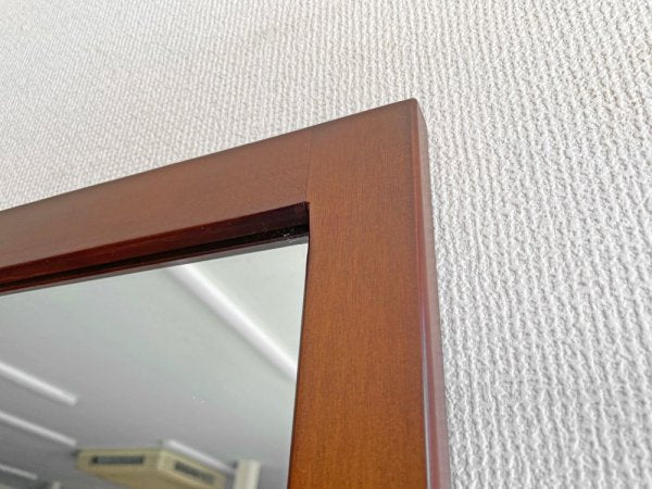 シンプルデザイン 大型ミラー 木製フレーム 姿見 ダークブラウン W91×H181cm ●