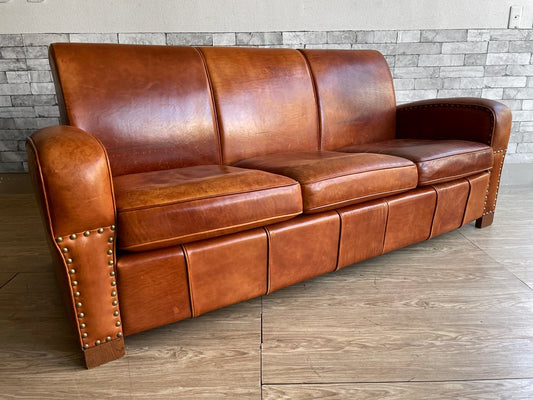 トラックファニチャー TRUCK FURNITURE レザーソファ LEATHER SOFA L-3 3p ブラウン 牛革 定価\610,000- 廃番 ●