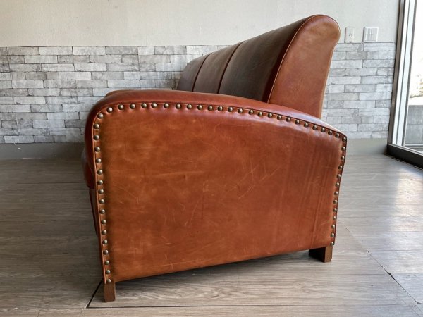 トラックファニチャー TRUCK FURNITURE レザーソファ LEATHER SOFA L-3 3p ブラウン 牛革 定価\610,000- 廃番 ●