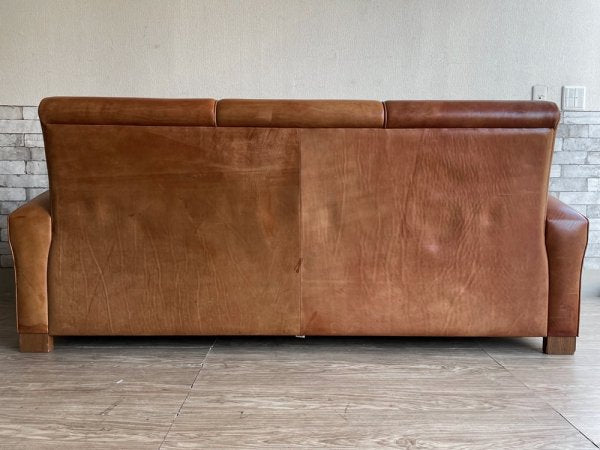 トラックファニチャー TRUCK FURNITURE レザーソファ LEATHER SOFA L-3 3p ブラウン 牛革 定価\610,000- 廃番 ●