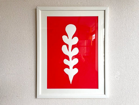 アンリ・マティス Henri Matisse 白いヤシと赤い背景 アートポスター 43×54cm シルクスクリーン 額装品 フランス  ●